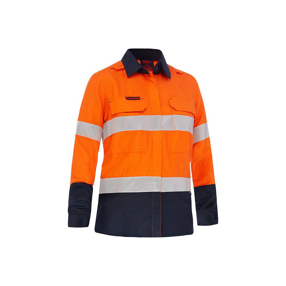 BL8338T Apex 160 Women's Hi-Vis FR Ripstop Taped Shirt 160gsm PPE1 Orange/Navy 10_40031979_BL8338T_TT0210
