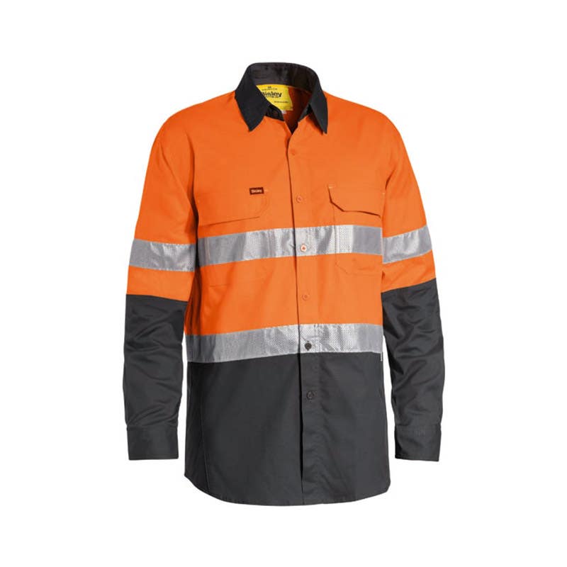 Shirt L/S 2XL Hi Vis Orange/Charcoal Cotton Ripstop 150gsm Tape Bisley_36002266_BS6415T_TT172XL
