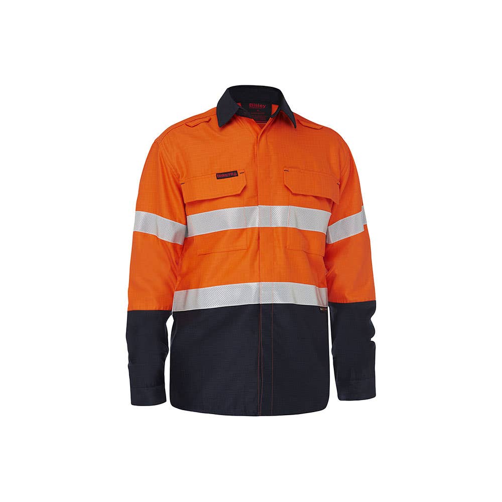 BS8338T Apex 160 Hi-Vis FR Ripstop Taped Shirt 160gsm PPE1 Orange/Navy 2XL_40031999_BS8338T_TT022XL