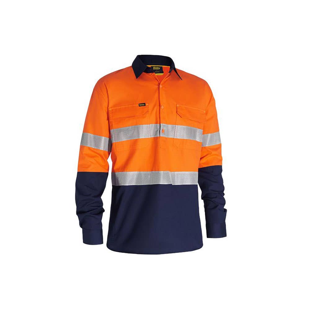 BSC6415T Hi-Vis Closed Front Ripstop Taped Shirt 150gsm Orange/Navy 6XL 552006 BSC6415T TT026XL