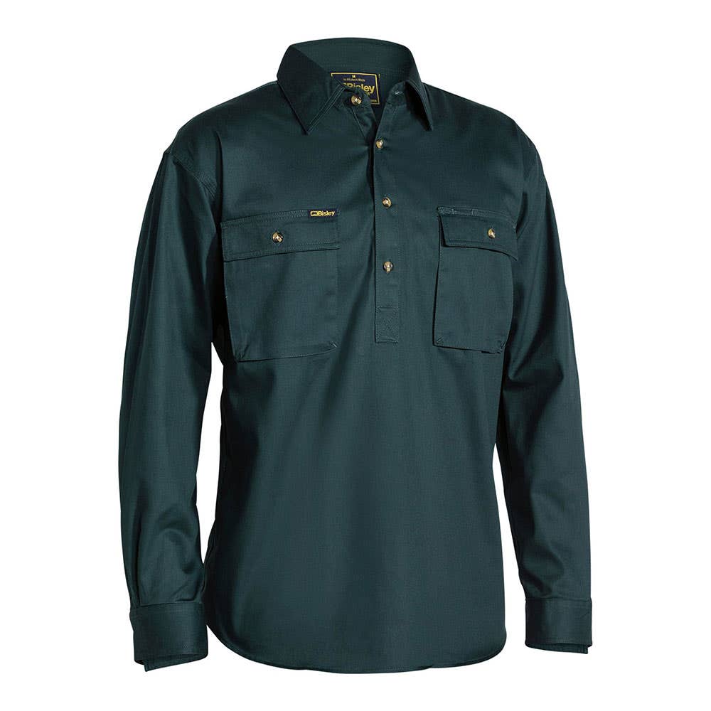 Shirt L/S Cotton Drill 190gsm Cargo Closed Front Bottle 2XL Bisley_90018119_BSC6433_BGRG2XL