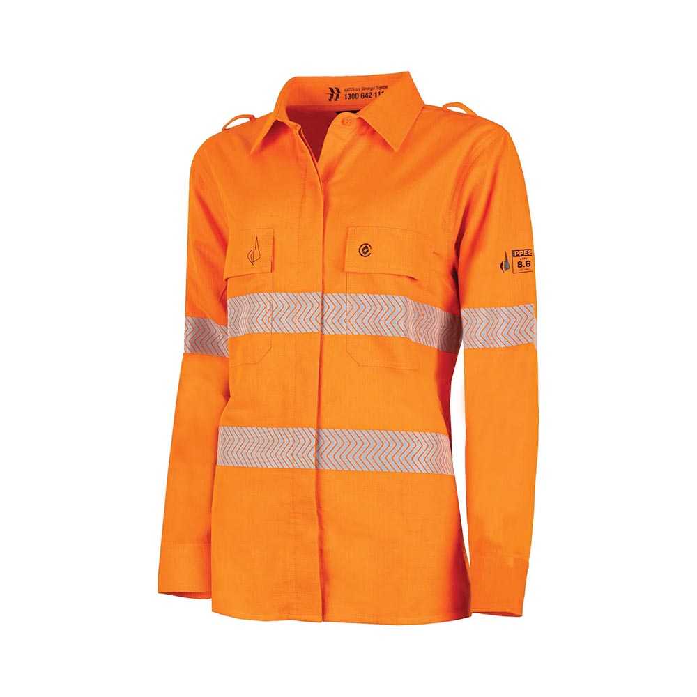 BWW1595T1 Women's Hi-Vis FR PPE2 Shirt Wtih Segmented Tape 197gsm_BWW1595T1