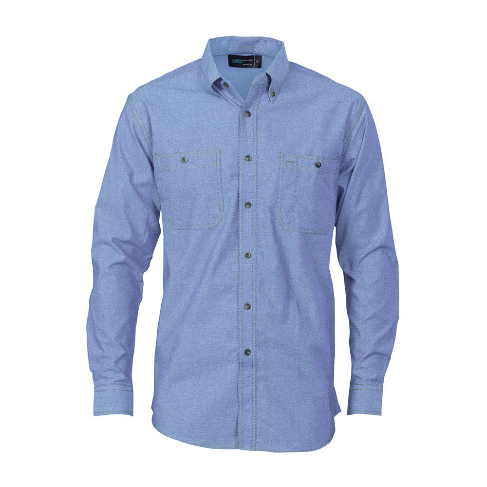 4102 Long Sleeve Chambray Work Shirt 155gsm DNC4102