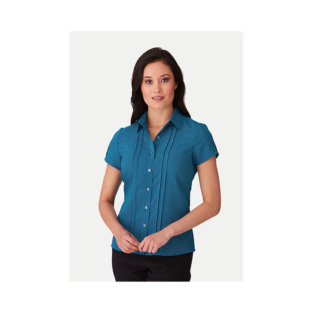 Womens Cap Sl. City Stretch Spot Shirt-Teal-12 36015873 CC2173SS-TEAL-12