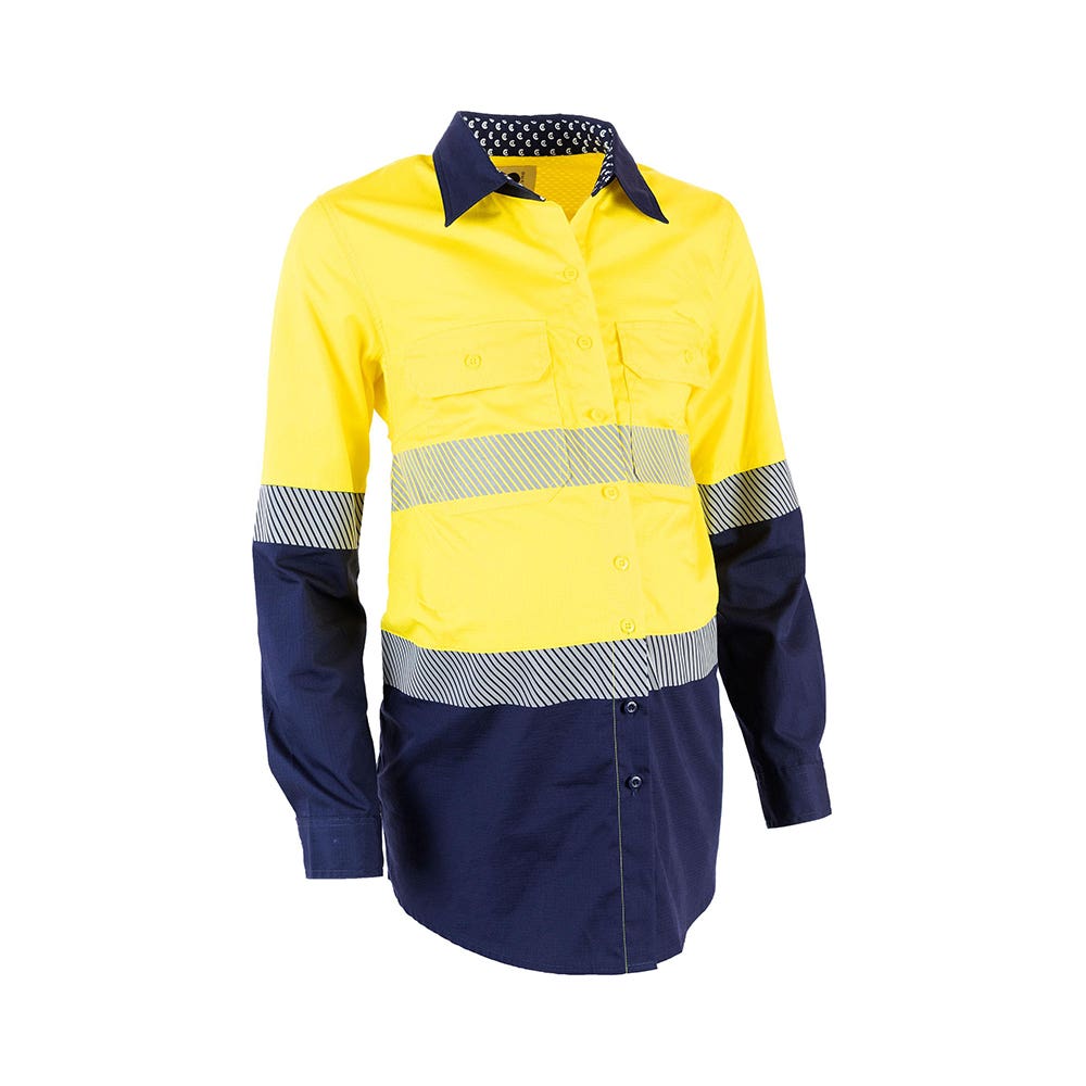 Work Shirt Womens Mae Hi Vis Maternity 10 Yellow/Navy_40022342_CO102YN10