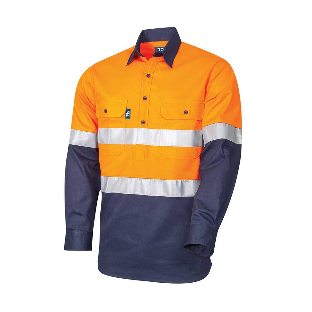 Shirt 190gsm O/N Closed Front L/S Cotton Drill C/W Reflective Tape Size 5XL_250569_DS2114T1-O/N-G5XL