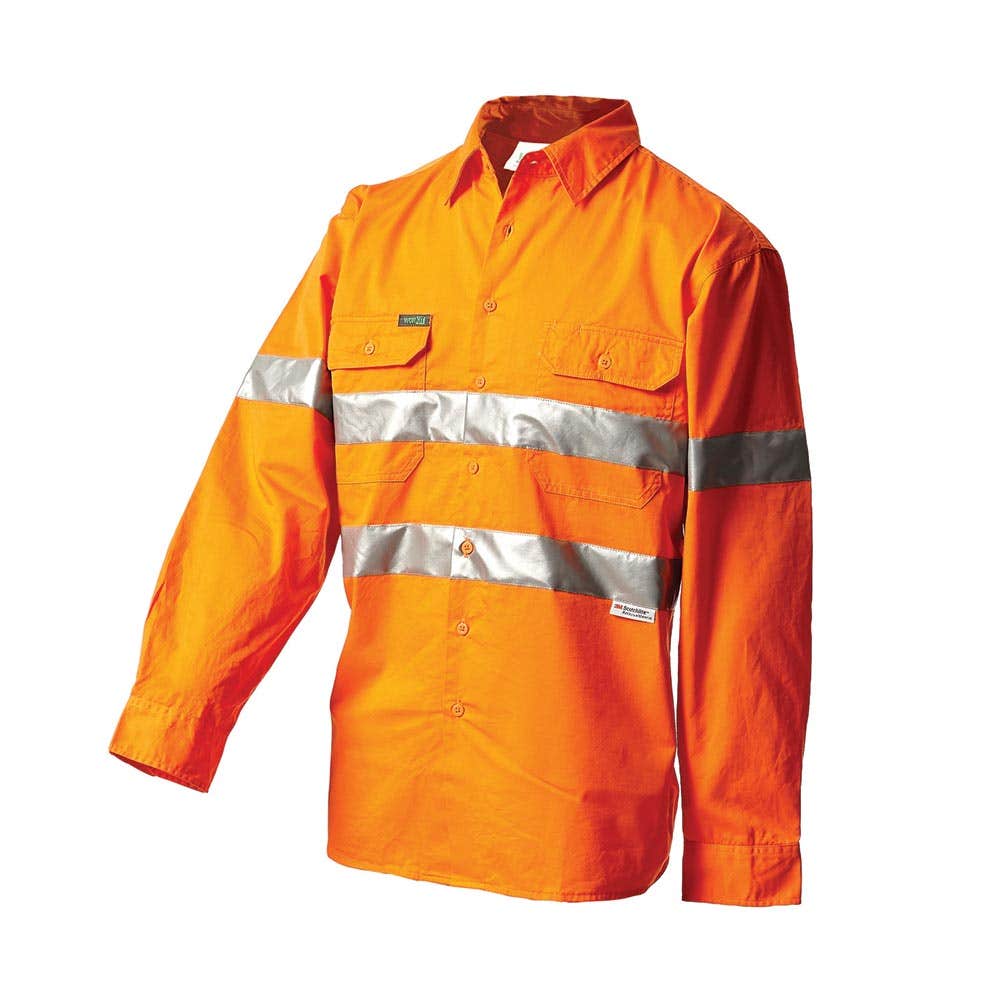 2014 Hi-Vis Long Sleeve Shirt Taped 155gsm U/Bright 2014
