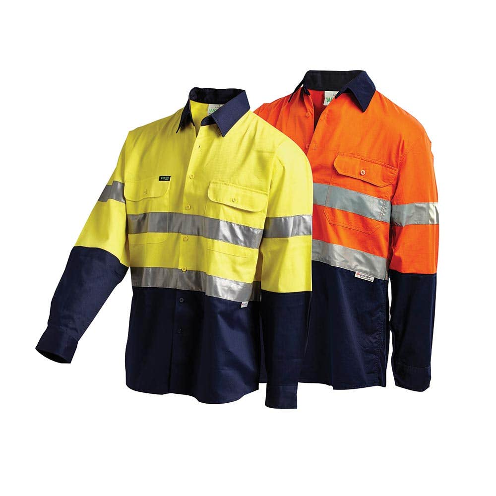 2002 Hi-Vis Long Sleeve Shirt Two-Tone Taped 190gsm 2002