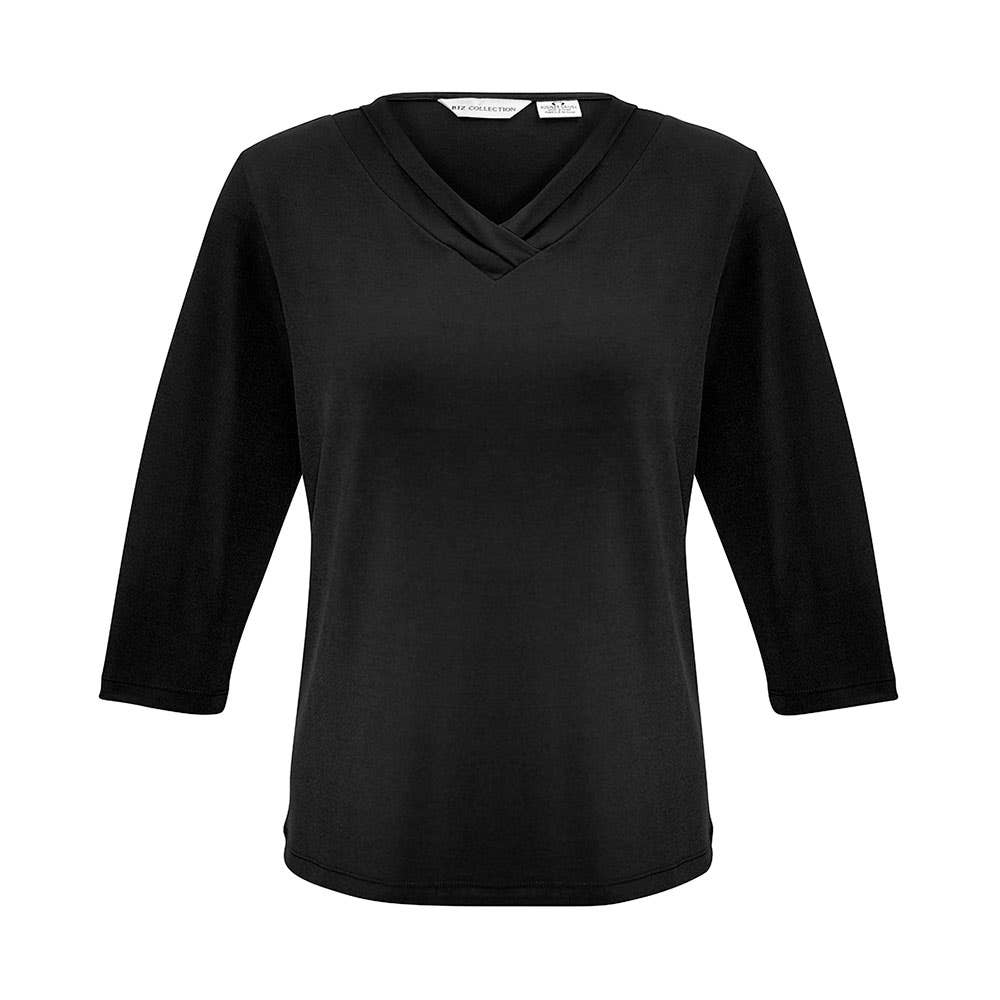Shirt Womens 3/4 Sleeve Poly Elastane Lana Black 10 Biz_429240_K819LT-BLK-10