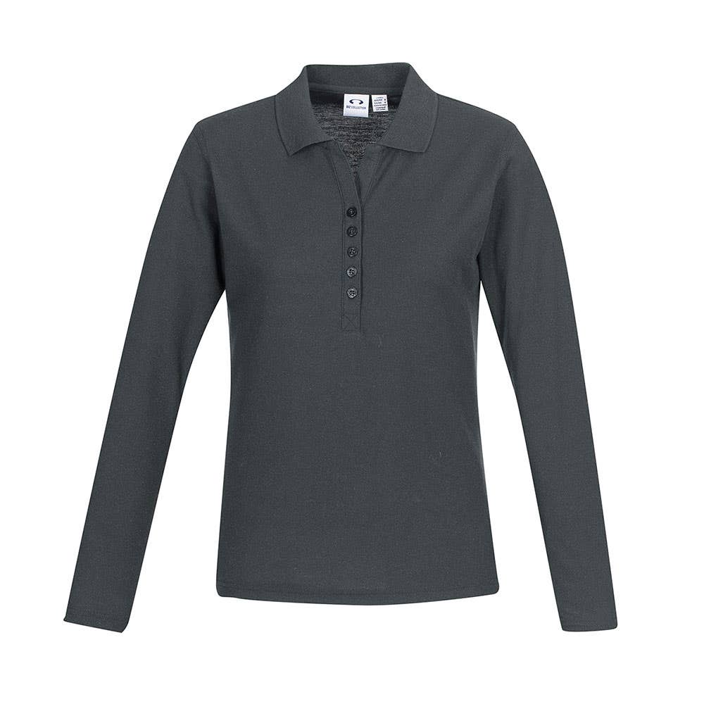 Crew Polo L/S Shirt Ladies-Charcoal - 14_521434_P400LL-Charcoal- 14