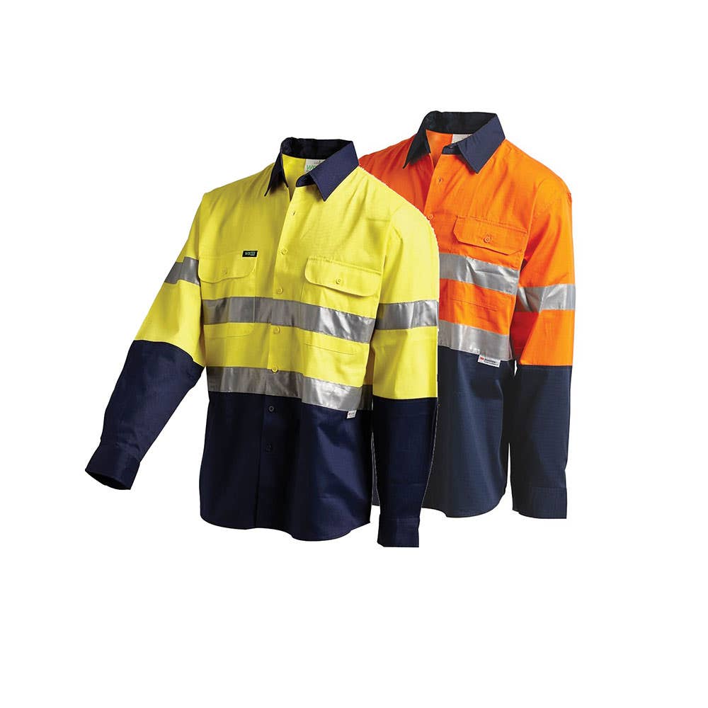Shirt Long Sleeve Cotton Ripstop Taped Hi Vis 2021 Workit 2021