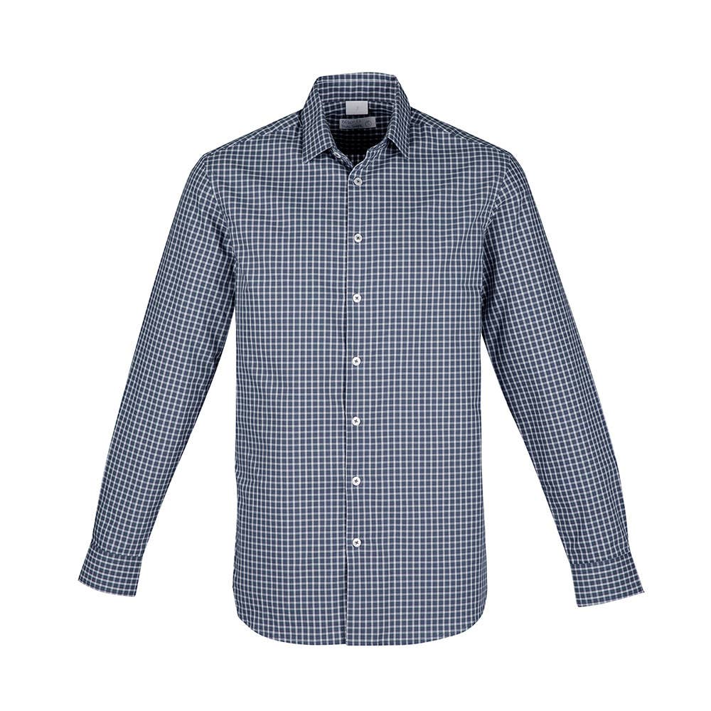 Mens L/S Shirt RS070ML Storm Blue/White Check - 2XL_505664_RS070ML-BLU/WHT-2XL