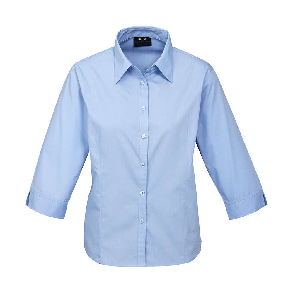Ladies Base Blue Size 14 3/4 Sleeve Shirt 65% Polyester 35%cotton_513811_s10521-blue-14