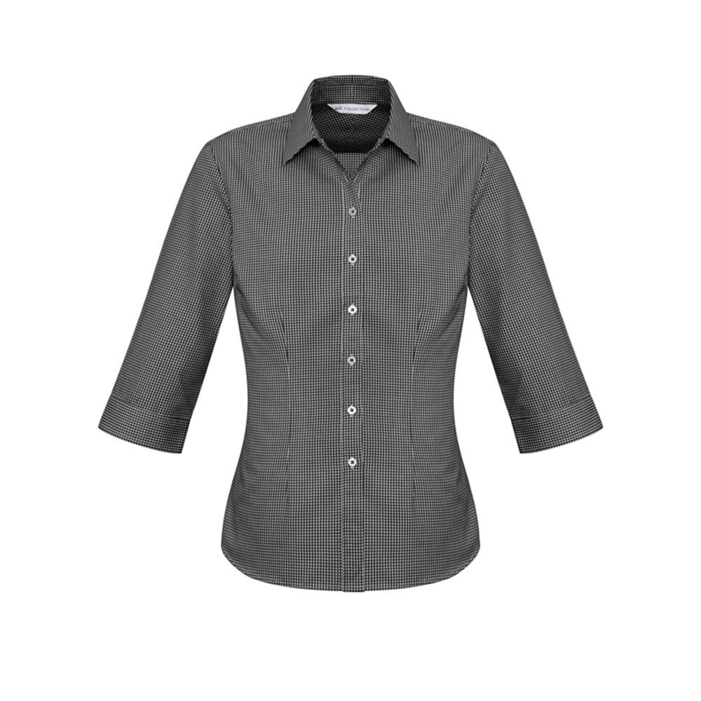 Shirt Womens 3/4 Sleeve Poly Cotton Rich Ellison Black 10 Biz 446368 S716LT-BLK-10