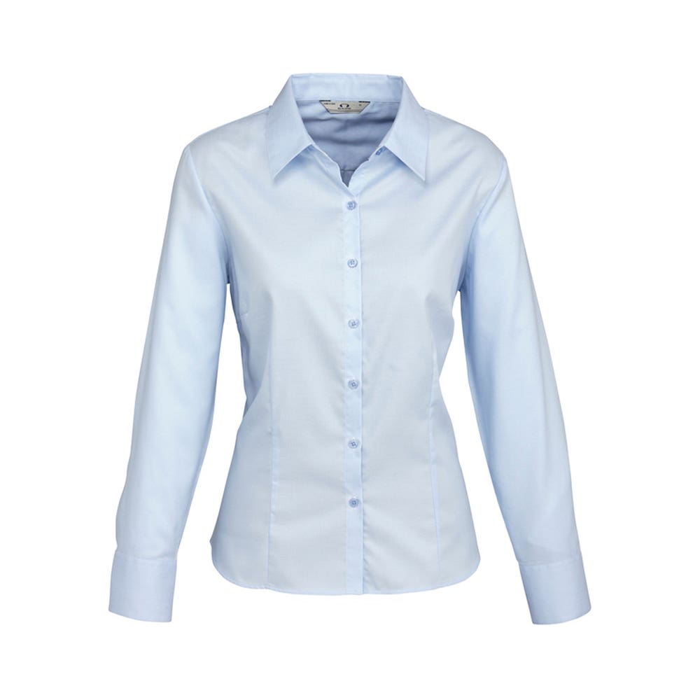 Shirt Womens L/S Cotton Mini Herringbone Luxe Blue 12 Biz 285020 S118LL-BLU-12