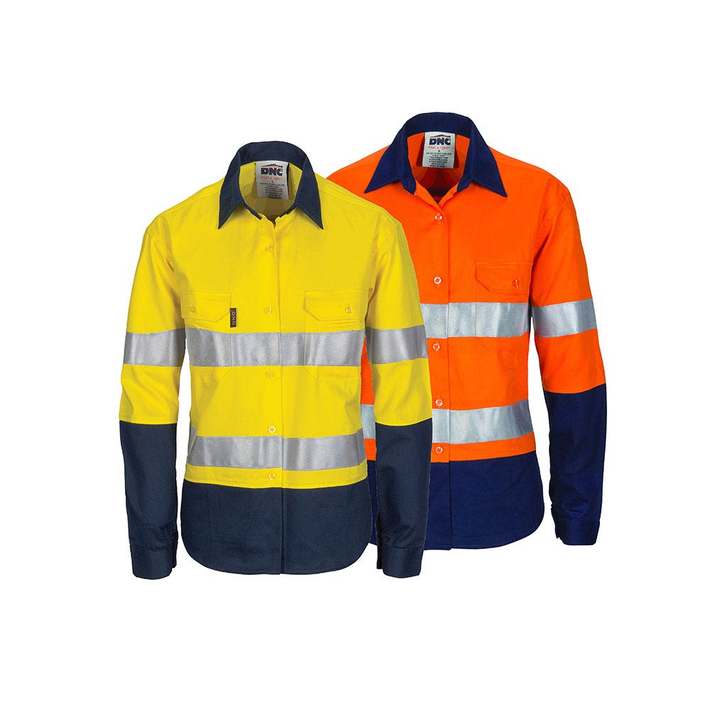 3786 Cool Breeze Women's Hi-Vis Long Sleeve Taped Shirt 155gsm DNC3786