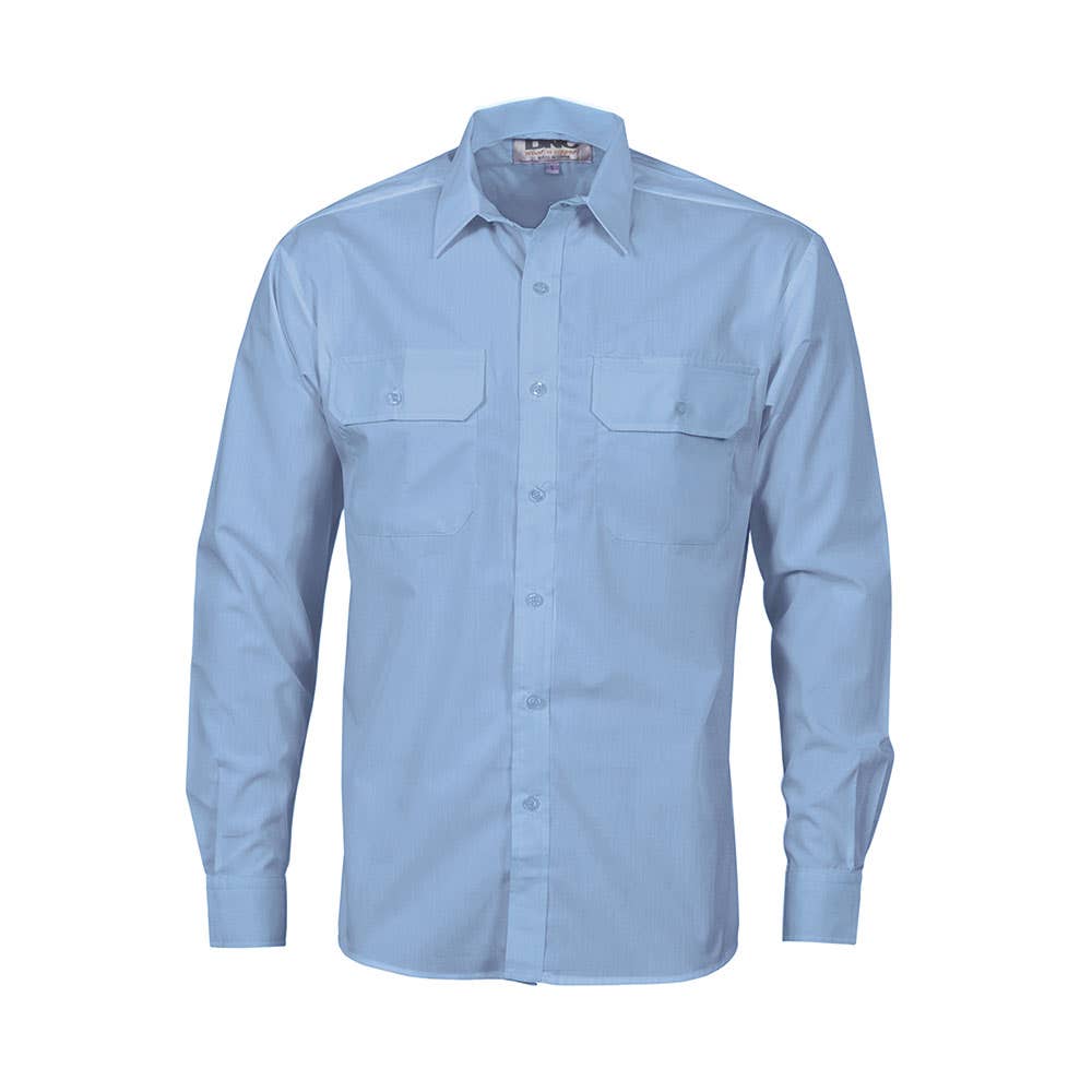 Shirt L/S Large Sky 110gsm Poly Cotton Full Open Front 79904313 3212-SKY-L