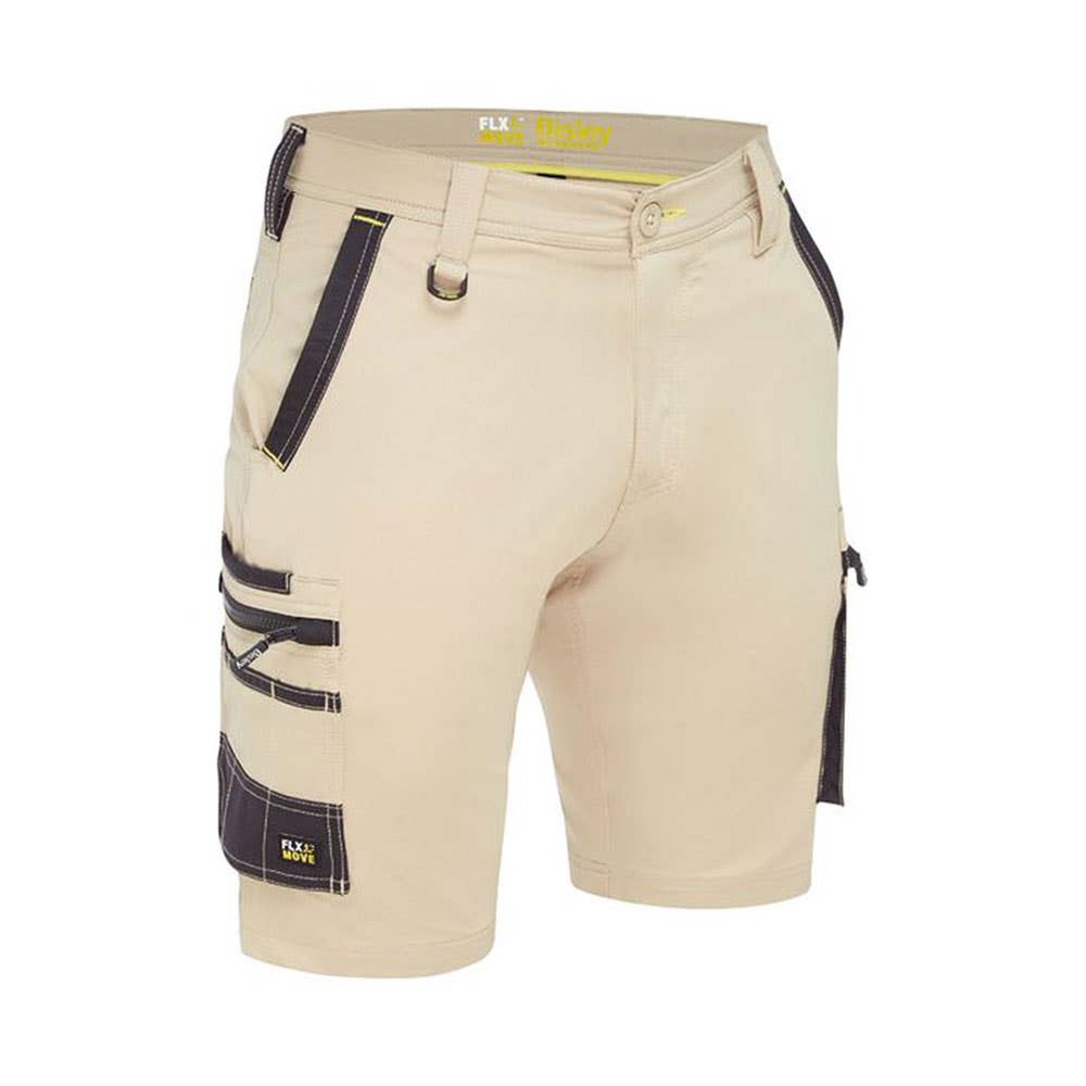 BSHC1332 Flx & Move 4-Way Stretch Zip Cargo Shorts 170gsm Stone 102R 40050233 BSHC1332 BSTNR02