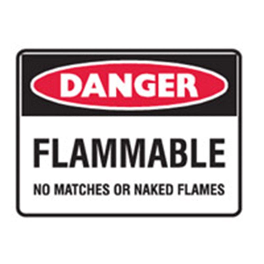 Sign DANGER FLAMMABLE NO MATCHES OR NAKED FLAMES 450 x 300mm 90030863 840786