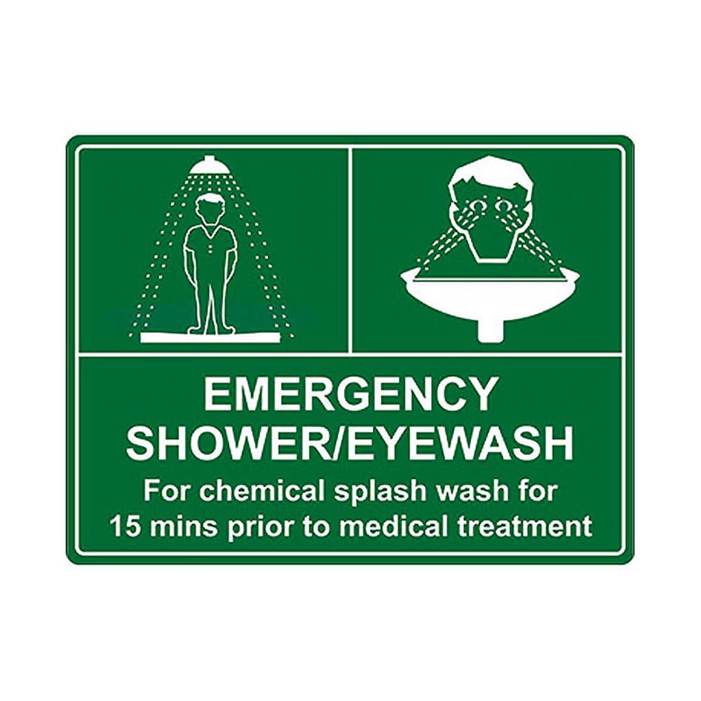 Sign EMERGENCY SHOWER + EMERGENCY EYE WASH 450 x 600mm Colourbond 409748 ESS505