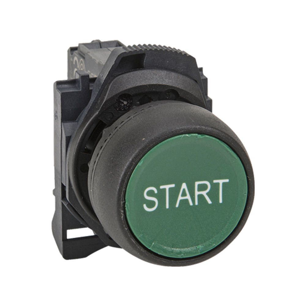 Plastic Push Button Flush Green Start 1NO 22.5mm 40018016 D7PF301PX10