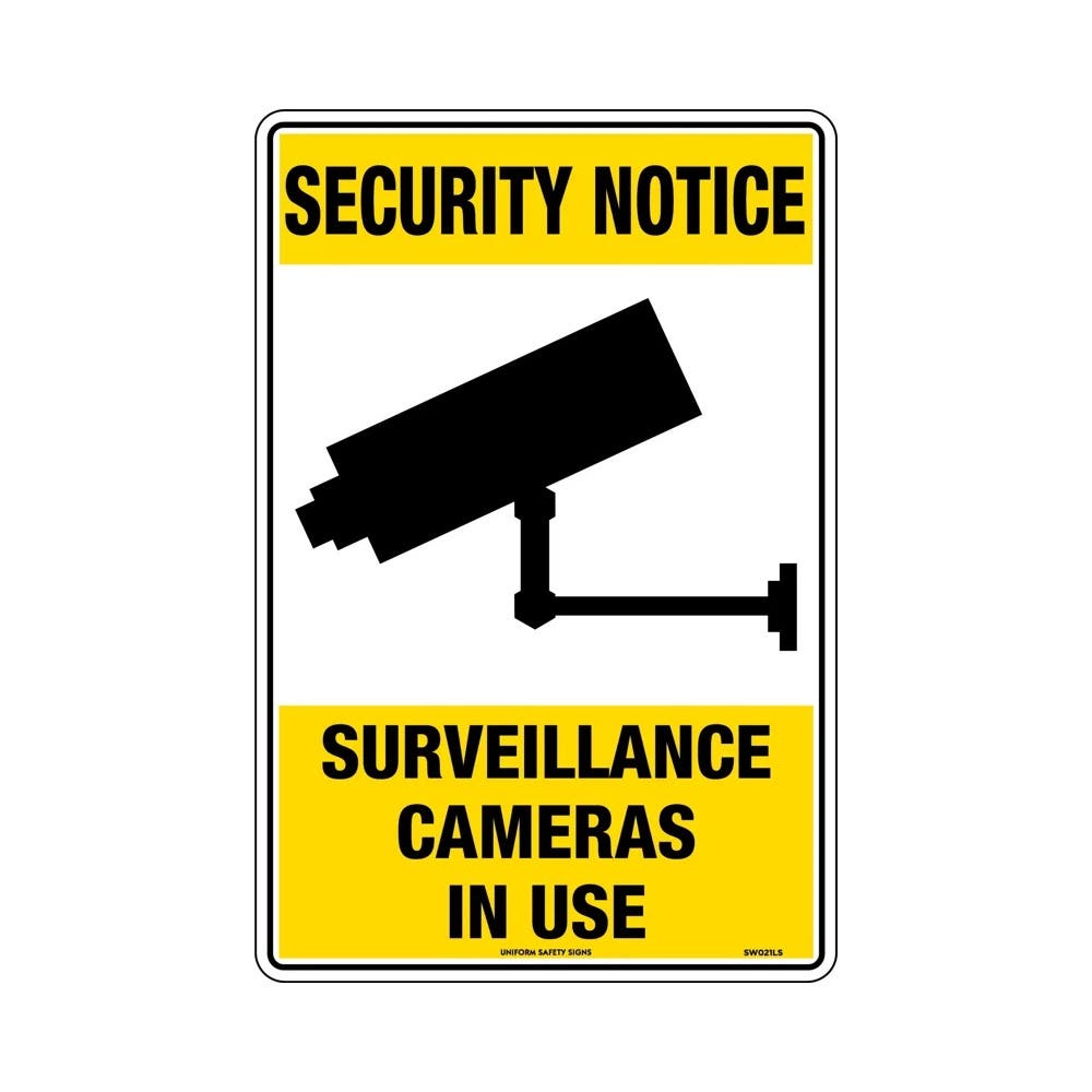 Sign Security Notice Surveillance Cameras In Use 450 X 300mm Metal_410490_SW021LSM