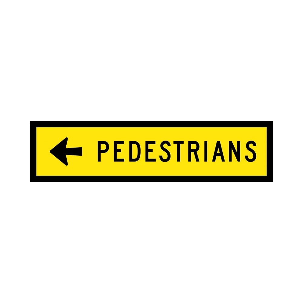 Sign Boxed Edge CL1 - Pedestrians Arrow Left - 1200 X 300_312965_T8-2L