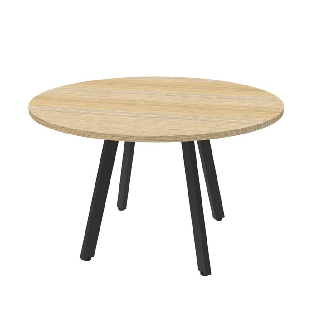 Eternity Round Meeting Table 900Dia Natural Oak Black Frame Rapid_40041522_D-ERT9 NO/BL