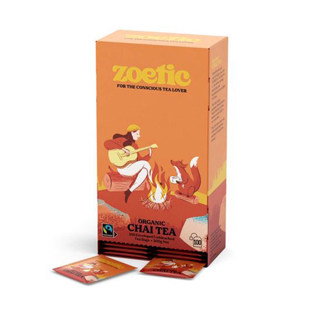 Zoetic Organic Fairtrade Enveloped Tea Bag Chai Tea Pkt 100 1070457 Z CT100ETBB