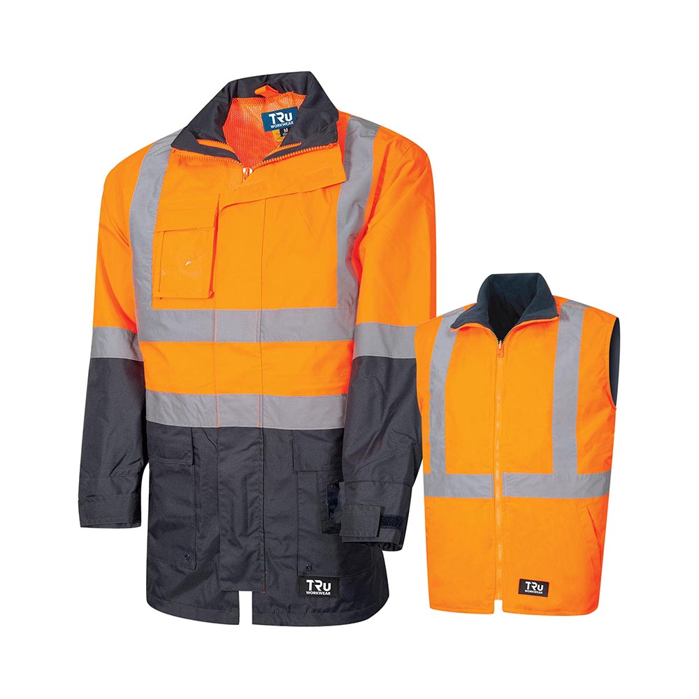 Jacket Hi-Vis Taped 4-in-1 Tru Workwear 2XL Orange / Navy TJ2910T6-O/N-G2XL_40074285_TJ2910T6-O/N-G2XL