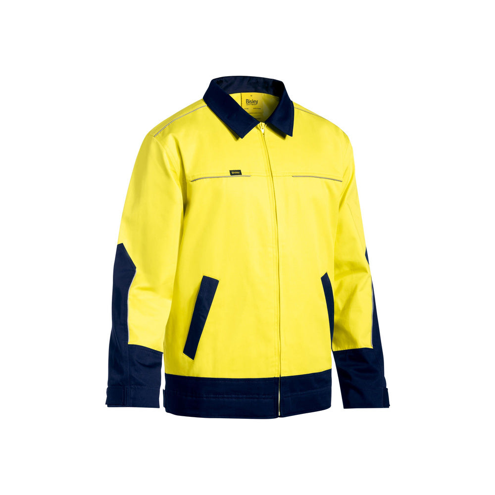 Jacket Medium Hi Vis Yellow/Navy Cotton Drill 240gsm Bisley_36001281_BJ6917_TT01M