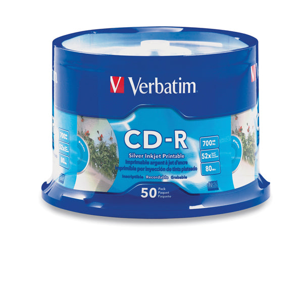 Verbatim 95005 Cd-R 80 Minute 52X 700Mb Silver Inkjet Pack 50_40168800_95005