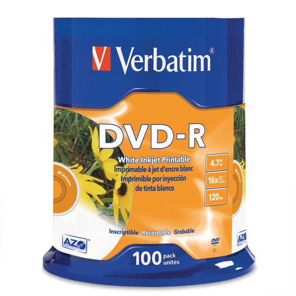 Verbatim 95103 Dvd Spindle Dvd-R 16X 4.7Gb Printable White Pack 100_40174900_95153