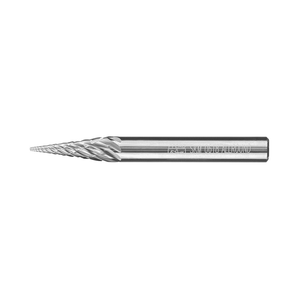 Tungsten carbide burr ALLROUND conical pointed SKM 6x18mm shank 6mm coarse_40107613_21001034