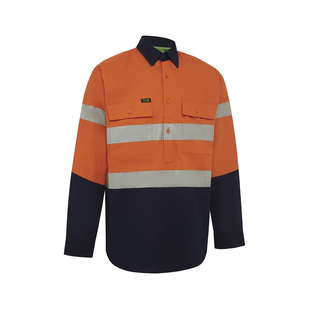 Shirt L/S Cotton Drill 190gsm C/F Tape Hi-Vis Orange/Navy Large 2005 Workit_60016049_2005ONL