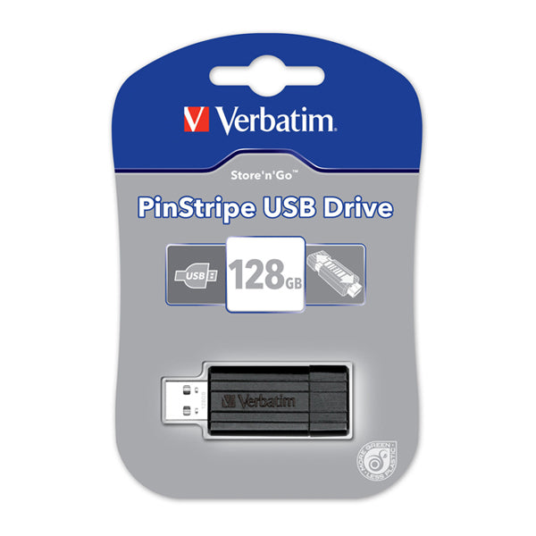 Verbatim Usb Store N Go 49071 128Gb Pinstripe Usb 2.0 Black_1031085_49071