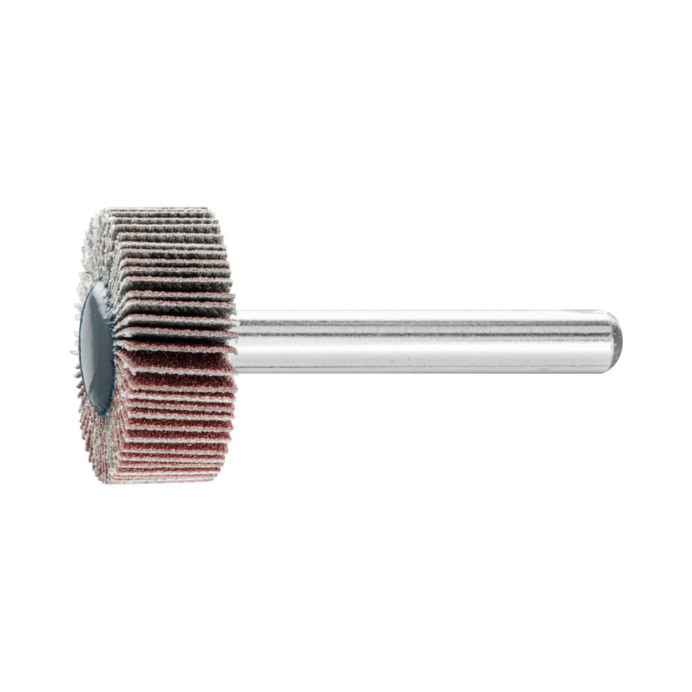 Alum oxide mounted flap wheel F 25x10 mm shank 6 mm A180 fine grind/finish_40108270_44405186