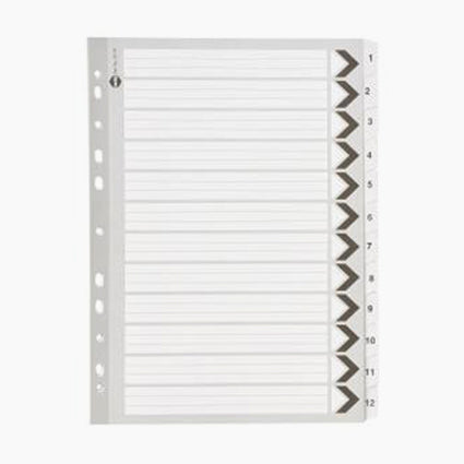 Marbig Dividers Manilla A4 1-12 Tab Reinforced Black And White_1000261_35119