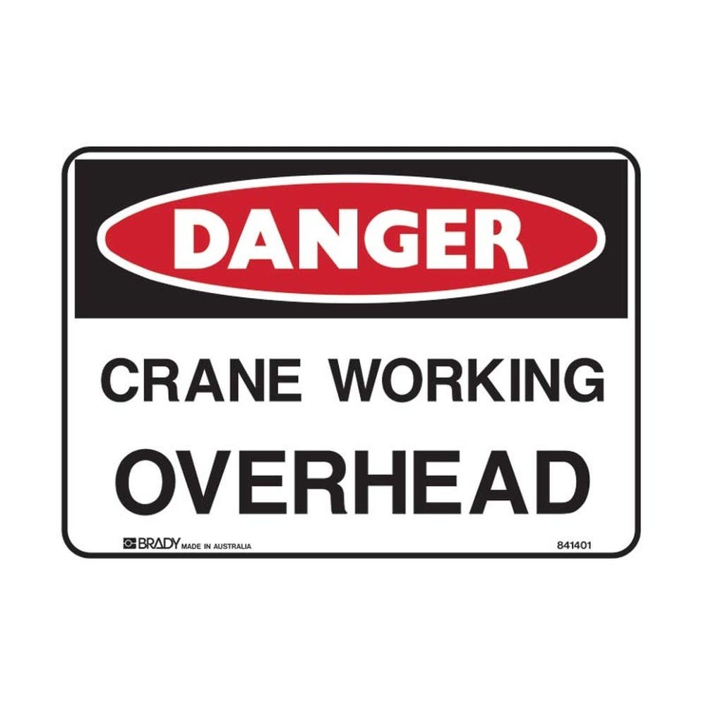 Sign DANGER CRANE WORKING OVERHEAD 450 x 300mm Poly 100298 841398