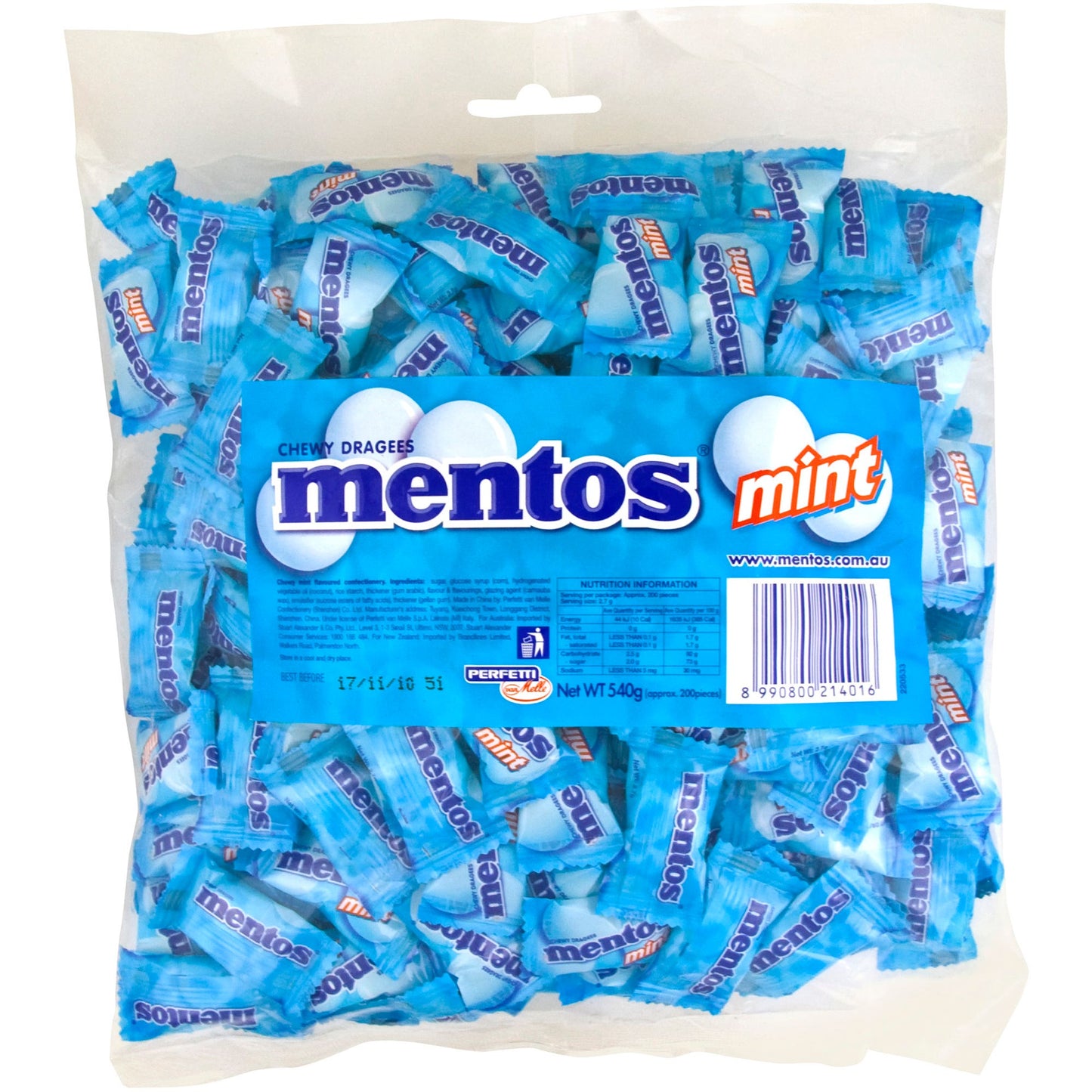 Mentos Mint Pillow Pack 200 Pieces 540G 1004688 35348