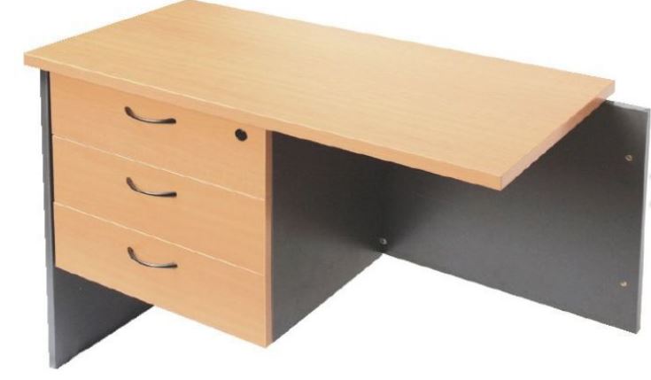 Rapid Worker Pedestal Fixed 3 Drawers Beech/Ironstone_1006352_CDKP3D B/I