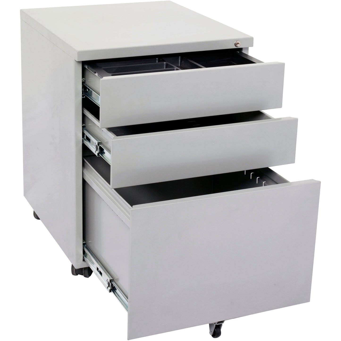 Rapid Mobile Pedestal Metal 2 Drawer/1 File Lockable Precious Silver_1006555_GMP3 PS
