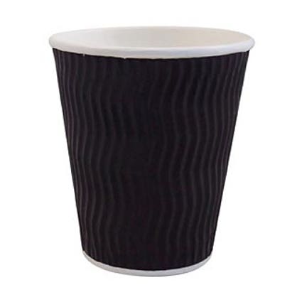 Capri Cup Paper Hot Cool 225Ml 8Oz Wave Wrap Black 1007160 C-HC0642