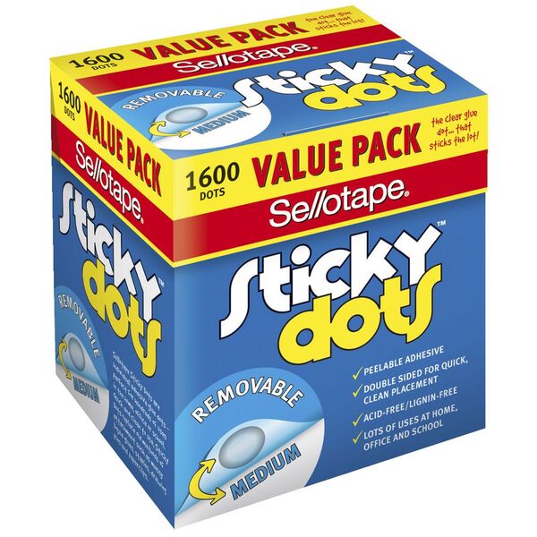 Sellotape Sticky Dots Removable 1600 Pack_1008440_33938