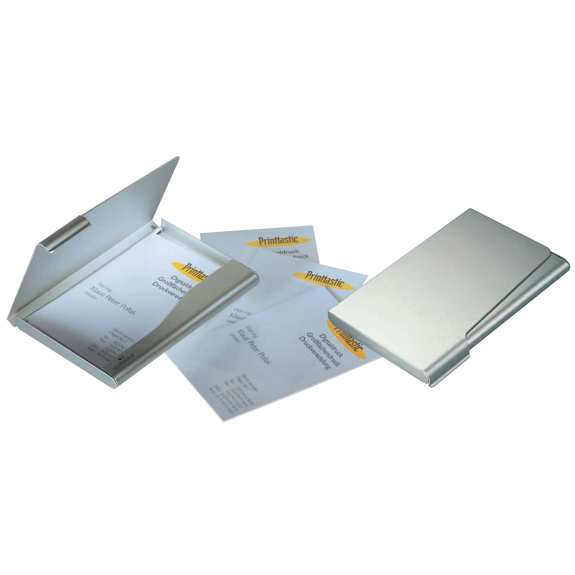 Durable Business Card Box Aluminium 20 Capacity Silver_1009019_241523