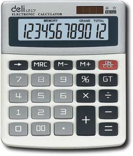 Deli Calculator L-1217 12-Digit Desktop Light Grey 1011779 1217