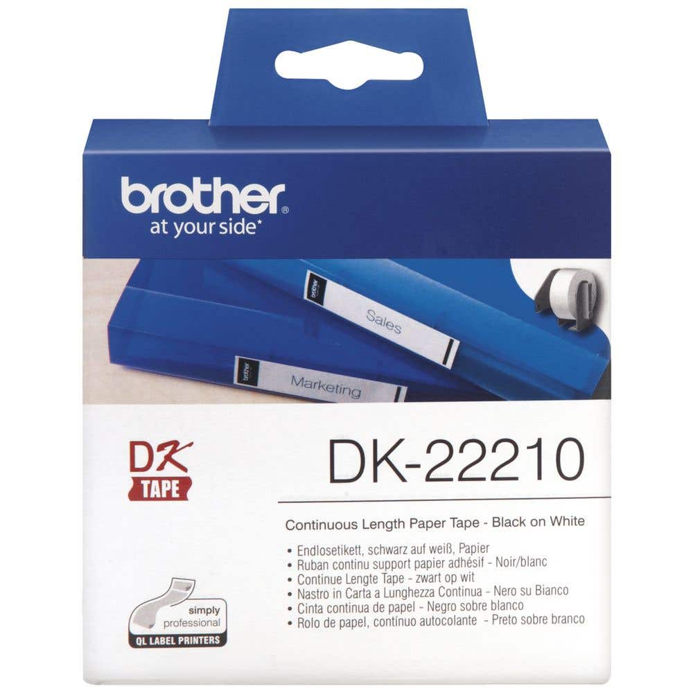 Labels Brother Dk22210 Desktop Label Printer White Continuous Paper Roll 29 1012999 BDK22210