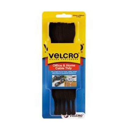 Velcro Cable Ties Reusable 25X200mm Black 5 Pk 1014024 26252