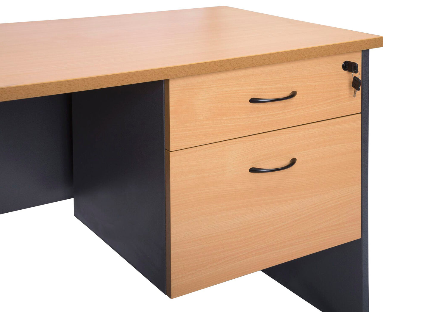 Rapid Pedestal Fixed 2 Drawers 1 Pen 1 File Beech Ironstone_1014491_CDKP1D1F B/I