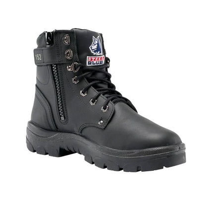 Boots Steel Toe Argyle Zip 150mm Derby Style Lace Black 3 Steel Blue_166822_312152-030-BLK
